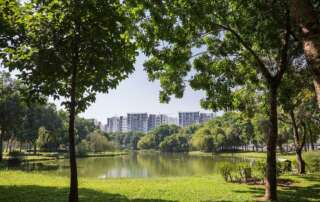 Celadon City có mật độ xây dựng thấp, ưu tiên phát triển cảnh quan xanh nhằm tạo không gian trong lành, xanh mát cho cư dân.