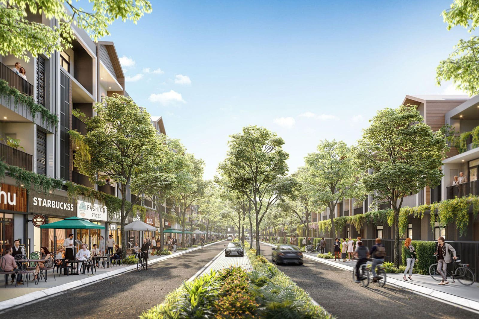 Phối cảnh bên ngoài các shophouse. Ảnh: Gamuda Land.