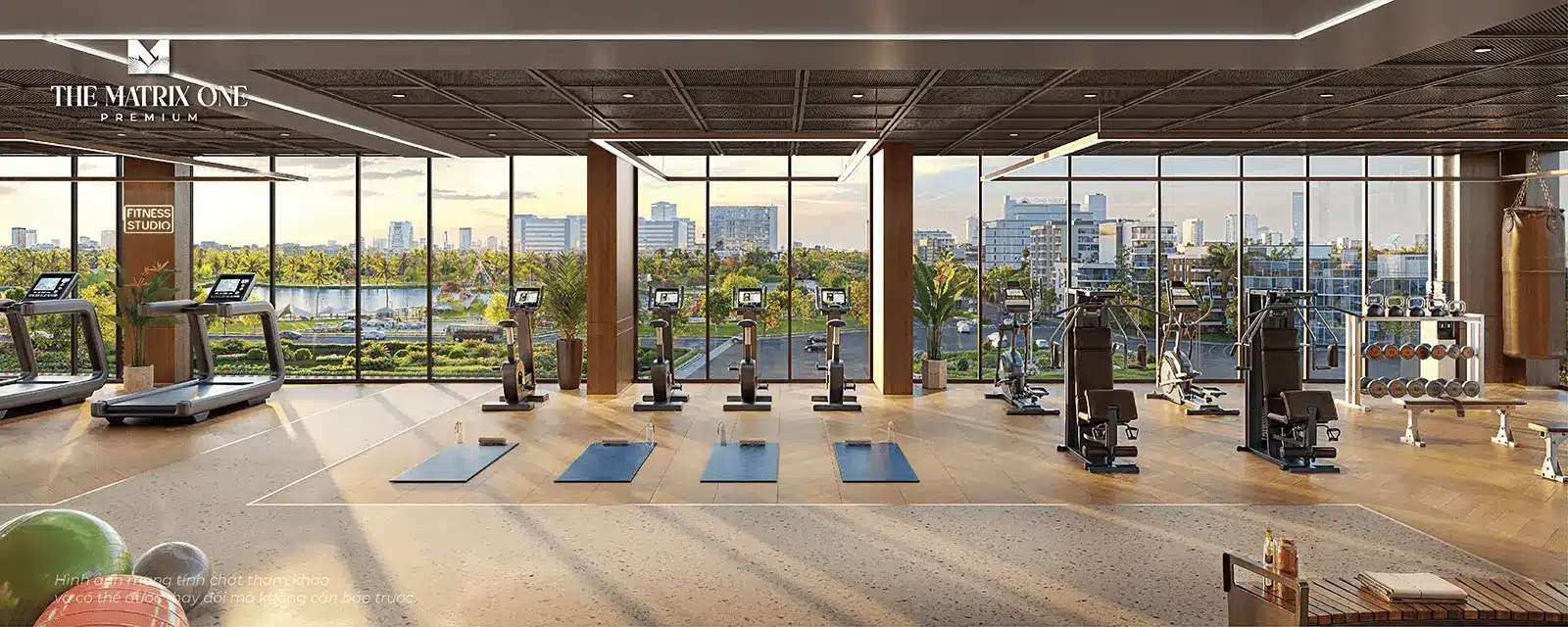 Không gian gym hiện đại tại The Matrix One Premium, mang đến trải nghiệm sống thượng lưu và tiện nghi bậc nhất.