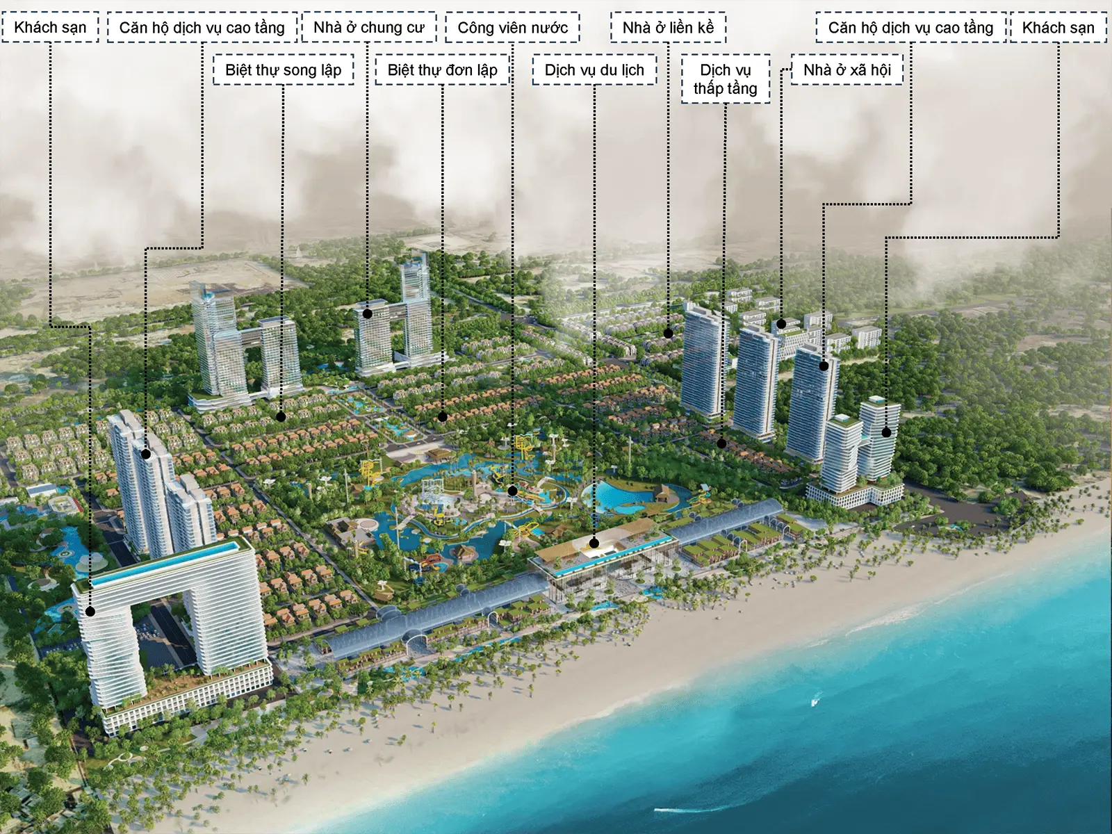 Khu đô thị Sun Group Vũng Tàu tại đường 3 Tháng 2, Phường 10 quy mô 96,6 ha, phát triển theo mô hình “all-in-one”.